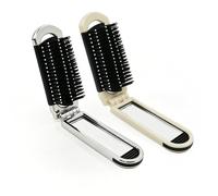 Andiker Lot de 2 brosses à cheveux pliables avec miroir amovible, mini brosse à cheveux avec poils souples et flexibles, peigne à cheveux léger et portable pour femme pour un usage quotidien et en