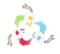Andiker Lot de 3 jouets interactifs à herbe à chat avec clochette et plume, jouet en toile en forme de poulet, jouets interactifs pour chats d'intérieur pour soulager l'ennui et augmenter l'exercice
