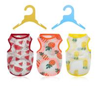 Andiker Lot de 3 vêtements pour chat, respirants et à séchage rapide, vêtements pour chat et chien avec 2 cintres pour animaux de compagnie, motifs mignons, chemise d'été confortable à porter pour