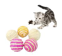 Andiker Lot de 5 balles en sisal pour chat - 4,5 cm - Couleurs assorties - Pour griffer, tapoter, mordre ou chasser - Jouet interactif pour chat intérieur - Couleur aléatoire