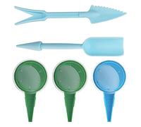 Andiker Lot de 5 mini outils de jardinage en plastique 2 en 1 - Petite pelle et semoir manuel réglable pour semis, plantation, ameublement du sol, transplantation (bleu)
