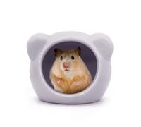 Andiker Maison pour hamster en céramique, forme d'animal mignonne, grotte pour hamster, été, cachette pour petits animaux, décor d'habitat pour hamsters nains, gerbilles, chinchilla, ours en soie doré