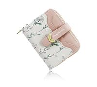 Andiker Petit sac à main pour femme, portefeuille compact à deux volets avec 5 emplacements pour cartes, une poche zippée pour pièces de monnaie, joli et élégant avec motif floral pour femme, usage