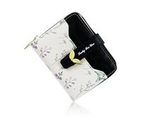 Andiker Petit sac à main pour femme, portefeuille compact à deux volets avec 5 emplacements pour cartes, une poche zippée pour pièces de monnaie, joli et élégant avec motif floral pour femme, usage