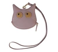 Andiker Porte-monnaie en forme de chat mignon avec fermeture éclair, porte-clés en cuir synthétique avec cordon de cou de 40 cm pour femme, rose, Moderne