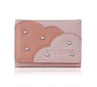 Andiker Portefeuille compact à trois volets pour femme, cuir synthétique souple, multi-fentes pour cartes, portefeuille avec rivets pour un usage quotidien et les voyages, rose, Moderne