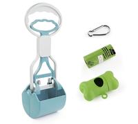 Andiker Poussette à crottes pour chien avec poignée courte, double ressort de 10,26 cm de haut, 1 rouleau de sac à crottes pour chien et 1 distributeur facile à utiliser (bleu)