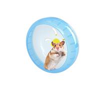 Andiker Roue d'exercice de jogging silencieuse - 12 cm - Jouet de course pour hamster, hamster - Ours Shih Tzu en soie dorée (bleu)