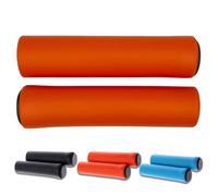 Andinus Poignées en mousse de silicone pour vélo VTT, VTT, BMX - Douces, légères et sans serrage - Prise en main ergonomique et absorption des chocs - Disponible en orange, bleu et noir (orange)