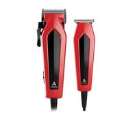 Andis 562940 Ultra Clip Tondeuse filaire et tondeuse 15 pièces Kit combo de coupe de cheveux, lames en acier inoxydable, moteur à pivot électrique, silencieux, boucle de suspension, rouge