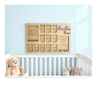 Andisijq Cadre photo personnalisé My First Year pour bébé 12 mois pour la première année de bébé, cadre photo avec nom, cadres souvenirs mensuels, cadeaux de naissance