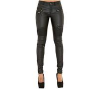 Andiwa Pantalon en similicuir pour femme style biker avec fermeture éclair, coutures, effet push-up fessier, stretch, coupe skinny, leggings en PU Petite/Normale/Grande