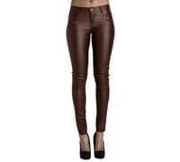 Andiwa Pantalon en similicuir pour femme Taille basse Double fermeture Éclair Push Up Stretch Skinny PU Legging sexy Taille petite/standard/grande
