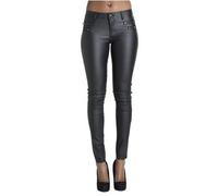 Andiwa Pantalon en similicuir pour femme Taille basse Double fermeture Éclair Push Up Stretch Skinny PU Legging sexy Taille petite/standard/grande