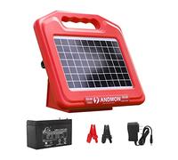 ANDMON Chargeur de clôture solaire pour 30 miles 0,53 joule Chargeur de clôture solaire pour bovins, chevaux, bovins, moutons, énergie solaire pour clôture électrique, double