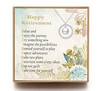 Andober Cadeau de départ à la retraite pour femme - Collier en argent sterling avec cercle de perles pour enseignants, amis, employés âgés, patron, collègue, bijoux d'adieu avec carte à message et
