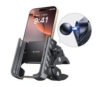 andobil Support de téléphone portable pour vélo - Pince métallique universelle pour téléphone portable - Absorbe les chocs - Support de téléphone portable moto à 360° - Pour iPhone 16/15/14 Pro Max