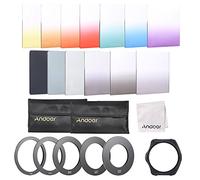 Andoer 13pcs carré Dégradé Filtre Couleur Bundle Kit pour Cokin P Series avec Porte-Filtre + Bague d'adaptation (52mm / 58mm / 62mm / 67mm / 72mm) + Chiffon de Nettoyage + Sac de Rangement
