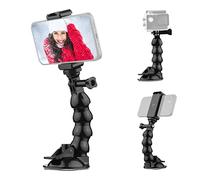 Andoer 16cm/6.3in Support de Ventouse Flexible Support de téléphone à Ventouse pour Pare-Brise Connecteur à vis 1/4 Pouce Rotatif à 360 ° avec Support de téléphone pour caméra de Sport Smartphone