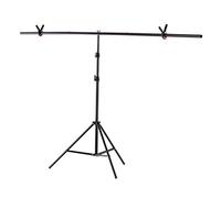 Andoer 2 supports de toile de fond en forme de T en alliage d'aluminium, robuste, portable, hauteur réglable pour photographie et studio vidéo avec clip à ressort, noir