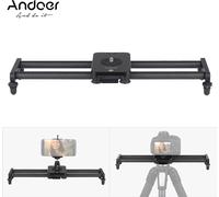 Andoer 40cm / 15inch Caméra en fibre de carbone Track Slider Rail stabilisateur vidéo avec mini pince téléphone à tête sphérique pour caméra DSLR Caméscope DV Film Photographie Accessoire Capacité de