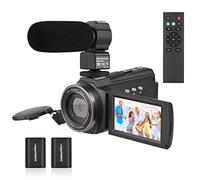 Andoer 4K/60FPS 48MP WiFi Caméra Vidéo Numérique Set 1 Caméscope Enregistreur + 1 Microphone + 1 Télécommande + 2 Batteries avec Zoom 16X Écran Tactile 3" IR IR IR Night Sight Cold Shoe Mount