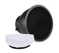 Andoer 7 Pouces Standard en Réflecteur Diffuseur Plat Lampe avec 60° Grille Nid d'abeille pour Fixation Bowens pour Flash Studio Strobe Speedlite (Réflecteur avec diffuseur)