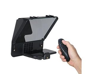Andoer A10 Portable Smartphone DSLR Caméra Téléprompteur Prompteur avec Support de Téléphone Télécommande pour Enregistrement Vidéo Diffusion en Direct Interview Stage Présentation Discours
