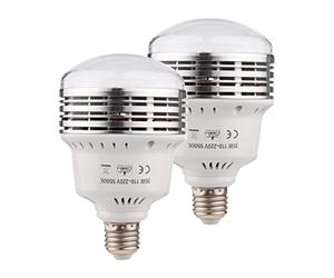 Andoer Ampoule LED 35W 5500K Ampoule de Lampe de Photographie à économie d'énergie, luminosité réglable, Monture E27 avec filtres de Couleur Rouge/Jaune/Bleu Télécommande pour Studio de Photographie,