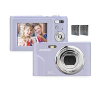 Andoer Appareil photo numérique 48 MP 1080P - Écran IPS 2,4" - Zoom numérique 16X avec 2 piles - Dragonne - Sac de transport pour adultes/personnes âgées/enfants (violet)