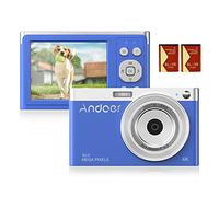 Andoer Appareil photo numérique, appareil photo compact 4K 50 MP, caméra photo 2,88", zoom numérique 16X, flash intégré avec 2 piles, sac de transport, dragonne pour adultes/personnes âgées/enfants