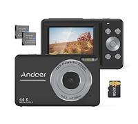 Andoer Appareil photo numérique avec 2 piles rechargeables 32 Go Carte mémoire 1080p 44 m HD Zoom numérique 16x Anti-tremblement Mise au point automatique Écran IPS 2,5 pouces Écran LCD sourire pour