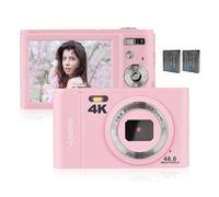 Andoer-Appareil photo numérique avec cartes mémoire,48MP,2.7K,32 Go,HD,anti-tremblement,n'aime 16X,mise au point automatique,écran 2.4 pouces,mémoire arc-en-ciel 128 Go - Type 48MP 4K Pink