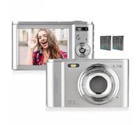 Andoer-Appareil photo numérique avec cartes mémoire,48MP,2.7K,32 Go,HD,anti-tremblement,n'aime 16X,mise au point automatique,écran 2.4 pouces,mémoire arc-en-ciel 128 Go - Type 48MP 2.7K Silver
