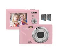 Andoer-Appareil photo numérique avec cartes mémoire,48MP,2.7K,32 Go,HD,anti-tremblement,n'aime 16X,mise au point automatique,écran 2.4 pouces,mémoire arc-en-ciel 128 Go - Type 48MP 1080P Pink