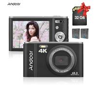 Andoer-Appareil photo numérique avec cartes mémoire,48MP,2.7K,32 Go,HD,anti-tremblement,n'aime 16X,mise au point automatique,écran 2.4 pouces,mémoire arc-en-ciel 128 Go - Type 48MP 4K with 32GB