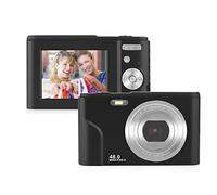 Andoer Appareil photo numérique compact 48 MP 1080P - Écran IPS 2,4" - Zoom numérique 16X - Détection faciale avec 2 piles - Dragonne - Sac de transport pour adultes et personnes âgées - Pour enfants