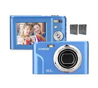 Andoer Appareil photo numérique portable 48 MP 1080p écran IPS 2,4" Zoom 16x Mise au point automatique Retardateur Mémoire étendue Détection du visage Anti-secousses avec 2 piles Dragonne Pochette de