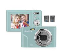Andoer Appareil photo numérique portable 48 MP 1080p écran IPS 2,4" Zoom 16x Mise au point automatique Retardateur Mémoire étendue Détection du visage Anti-secousses avec 2 piles Dragonne Pochette de
