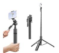 Andoer Bâton Selfie Trépied Stabilisateur De Cardan Portable Pour Selfie Stick Multifonction Avec Tige Télescopique En Alliage D'aluminium Avec Poignée Anti-Vibration Clip