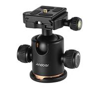 Rotule Photo, Andoer Rotule Tête de Trépied Charge Max 3 kg/6.61Lbs, Rotatif 360° avec Niveau à Bulle et Plaque Rapide de vis1/4 et Trou de vis 3/8", Rotule en Aluminium pour Trépied et Caméra