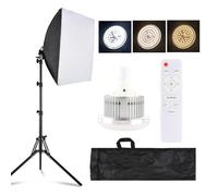 Andoer Boîte à lumière LED 85 W bicolore avec boîte à lumière 40 x 40 cm, trépied de 1,7 m, télécommande, sac de transport pour studio, portrait, photographie de produits, prise UE
