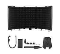 Andoer Bouclier d'isolation pliable pour microphone à 5 panneaux avec réflecteur en mousse absorbant le bruit avec support fileté de 3/8" et 5/8" Support de bureau Smartphone Tablette Clip pour Studio