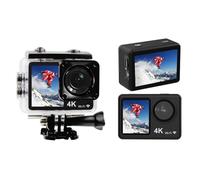 Andoer Caméra d'action 4 K 60 FPS 24 MP WiFi - Objectif grand angle 170 ° - Double écran - Anti-tremblement - Étanche à 30 m - Avec boîtier étanche - Kit d'accessoires de montage pour la plongée, le