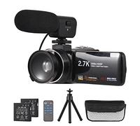 Andoer Caméscope numérique 2,7 K Enregistreur DV 48 MP Zoom numérique 16 x Panneau tactile IPS de 3,0 pouces Prend en charge la détection de visage Beauty Face Smile Capture Anti-shake Télécommande