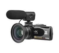 Andoer Caméscope vidéo 4K, caméra de vlogging pour YouTube, écran tactile IPS 3,0", vision nocturne infrarouge, zoom numérique 18X avec 2 piles, télécommande, sac de transport, microphone et objectif