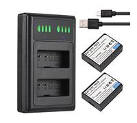 Andoer Chargeur de batterie LP-E10 à 2 fentes avec indicateurs LED + 2 batteries LP-E10 7,4 V 2200 mAh avec câble de charge USB pour Canon 1100D 1200D 1300D Rebel T3 T5 Kiss X50 X70