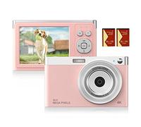 Andoer Compact 4K Appareil Photo Numérique Caméscope Vidéo 50MP 2.88 Pouces Écran IPS Auto Focus 16X Zoom Anti-Shake Face Detact Smile Capture Flash Intégré avec 2pcs Batteries Sac de Transport