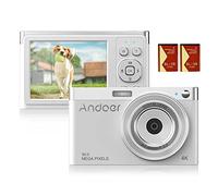 Andoer Compact 4K Appareil Photo Numérique Caméscope Vidéo 50MP 2.88 Pouces Écran IPS Auto Focus 16X Zoom Anti-Shake Face Detact Smile Capture Flash Intégré avec 2pcs Batteries Sac de Transport