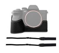 Andoer Demi-sacoche pour appareil photo - En cuir synthétique - Demi-sacoche de rechange pour appareil photo Sony A7M4/A7R5/A7S3/A1 - Avec ouverture d'épaule en bas et poignée, Noir